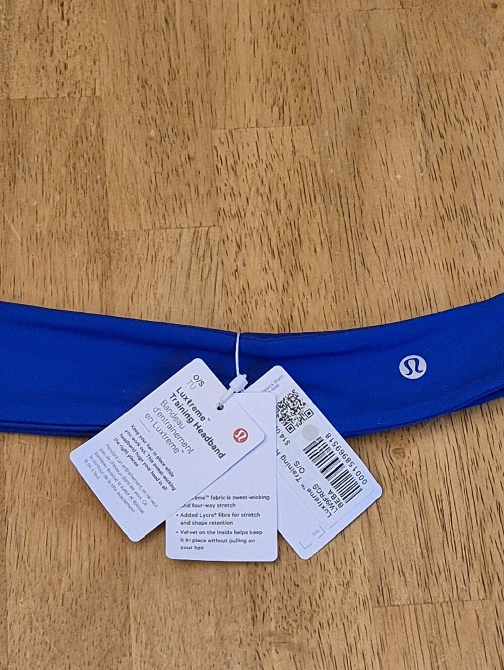 Lululemon Luxtreme Training Headband Beach Ball Blue Reflective Logo NWT